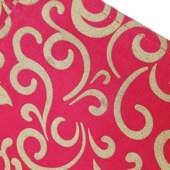 Set 8 Red Gold Damask Placemat Tablewear Marsha Blanke Holiday Canvas Fabric 18" - Picture 4 of 8